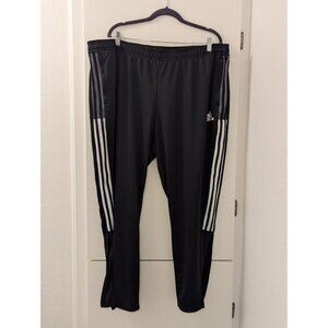 Adidas 3X Primegreen Black Athletic Track Pants With White Stripes & Zip Pockets